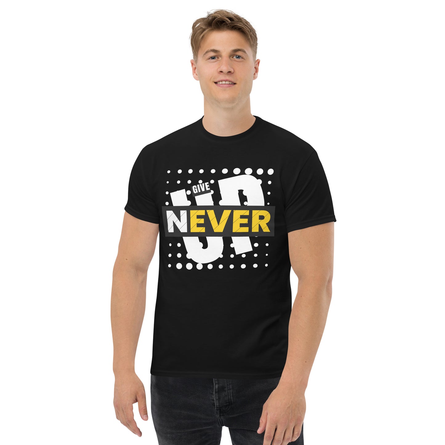 Never Give Up Black Tee