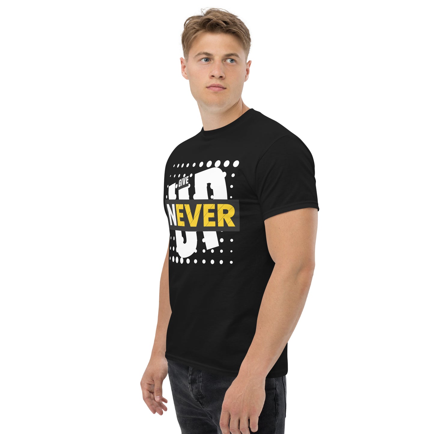 Never Give Up Black Tee