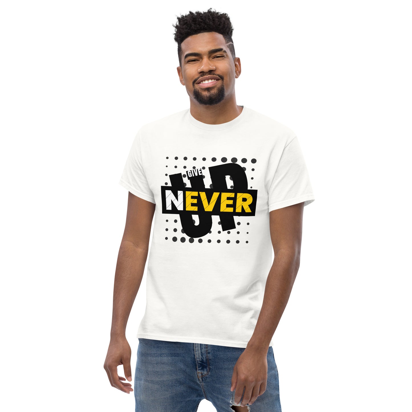 Never Give Up White Tee