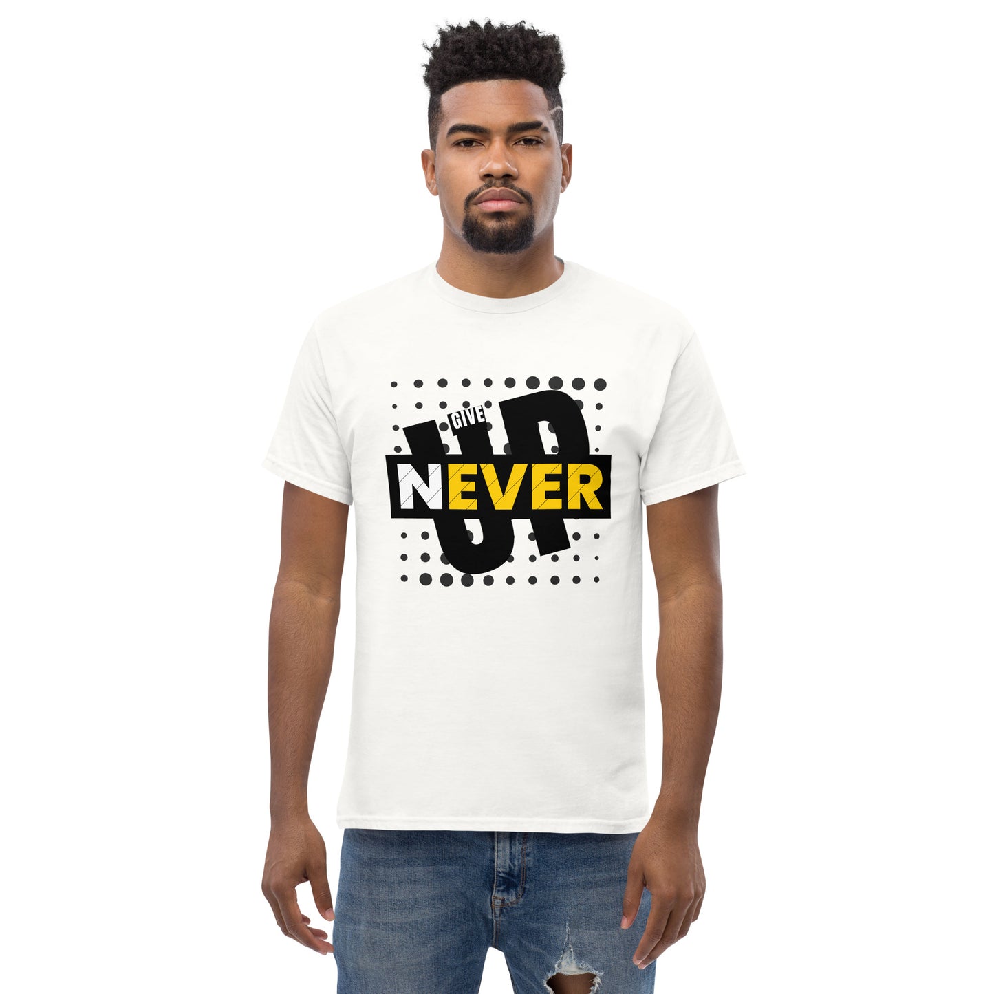 Never Give Up White Tee